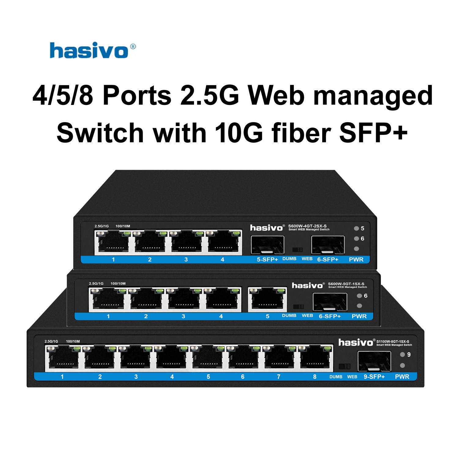 Sfp+ 10G Managed Switch 8 Port - Przełącznik sieciowy Hasivo 2.5G, 4/5/8 portów,