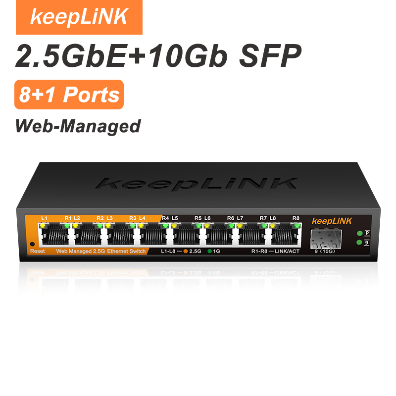 Sfp+ 10G Managed Switch 8 Port - Przełącznik zarządzany KeepLiNK KP-9000-9XHML-X 2.5Gb z